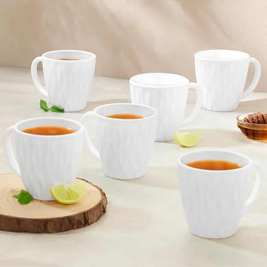 Larah by BOROSIL Curl Opalware Cup Set of 6