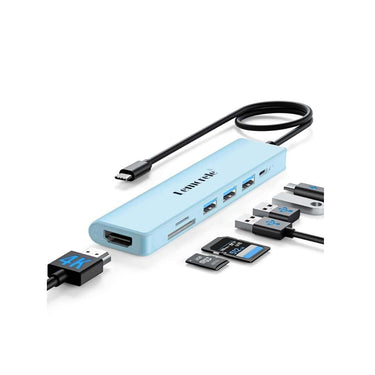 Lemorele USB C Hub 7 in 1 Adapter with HDMI 4K (Blue)