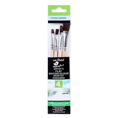 Little Birdie Watercolour Brush Flat Synthetic Hair Size 2 4 6 8 Set of 4pc (pack of 2)