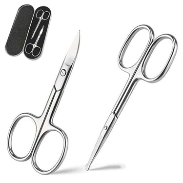 MAYCREATE 2pcs Stainless Steel Scissors Set with Storage Box (Silver)