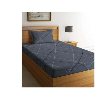 NEW LEAF Glace Cotton Dark Grey Cotton Single Bedsheets