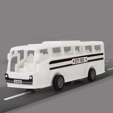 NHR Plastic Friction Powered Toy Bus for Kids White(pack of 2)