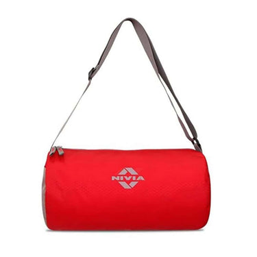 NIVIA Basic Duffle Polyester Bag Gym Bags (Red Grey)