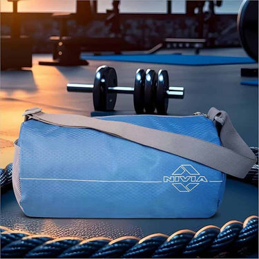 NIVIA Basic Duffle Polyester Bag Gym Bags  (Sky Blue Grey)