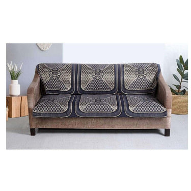 Nendle Chenille Jacquard Weaved Sofa Cover Set of 3 Seater Velvet (Grey 2 Pieces)