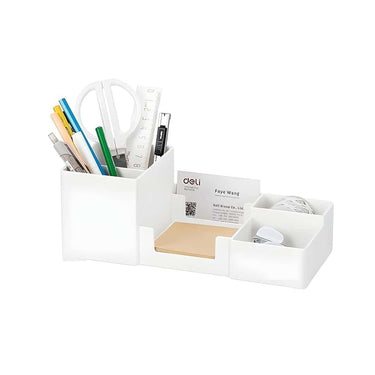 NowExp Modern Desk Organizer With Pen and Pencil Holders White