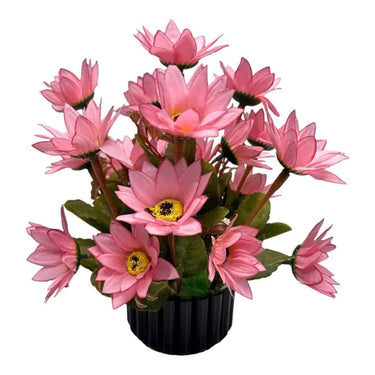 Olive Trees Artificial Sunflower Bunch with Plastic Pot (Baby Pink)