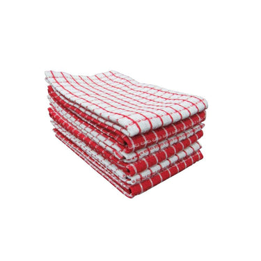 PIXEL HOME Cleaning Towel Superior Cotton Pack of 6 Red and White