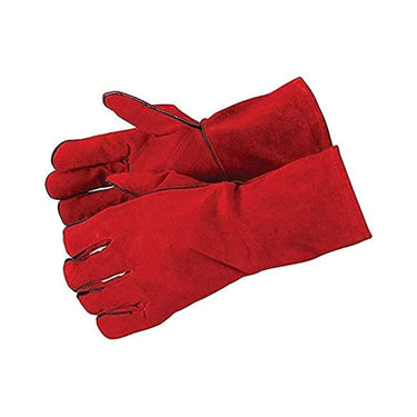 Pacificdeals Welding Heat Resistance Leather Safety Hand Gloves  Red Pack of 1