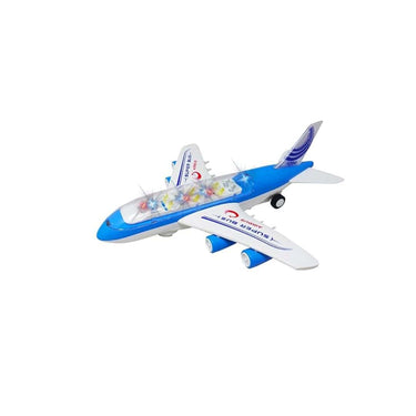 Parteet Air Plane Bus Toy Lights and Sound Battery Operated Plane With Universal Wheel ( Blue)