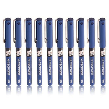 Pilot Hi Tecpoint V5 Extra Fine Point Pure Liquid Ink Roller Ball Pen (Blue Ink) Pack of 10