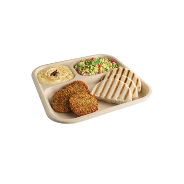 SANWALSA 3 Compartment Disposable Bagasse Plates