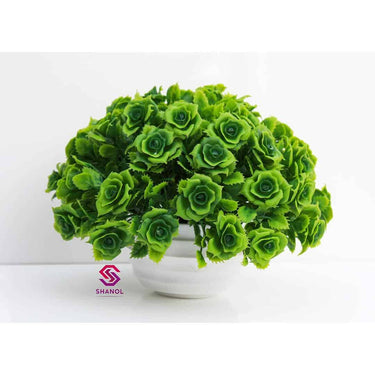 SHANOL  Artificial Green Roses Flower Pot