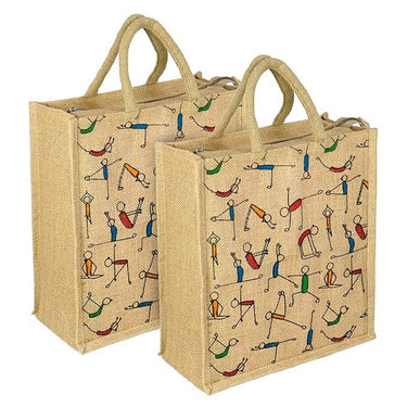 SNDIA Pack of 2 Eco Friendly Reusable Jute Bag (33 * 29 * 12cm)