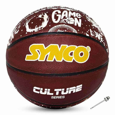 Synco Culture Series Mens Basketball Size7  Moulded Technology 8 Panel (Brown White)