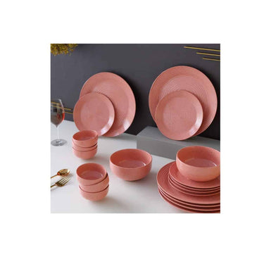 The Earth Store Spiral Pink Set of 20 Piece Ceramic Dinner Set