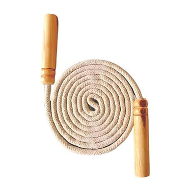 UG Sports Wooden Jumping Skipping Rope Brown Handle White Rope