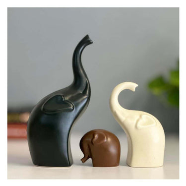 URBAN SENSE  Elephant Family Matte Finish Ceramic Figures