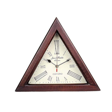 Wooden Triangle Designer 12 Iinch Wall Clock (Brown)