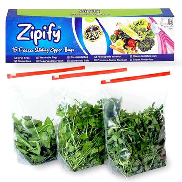 Zipify 15 Pcs ziplock pouch vegetable bag zip lock