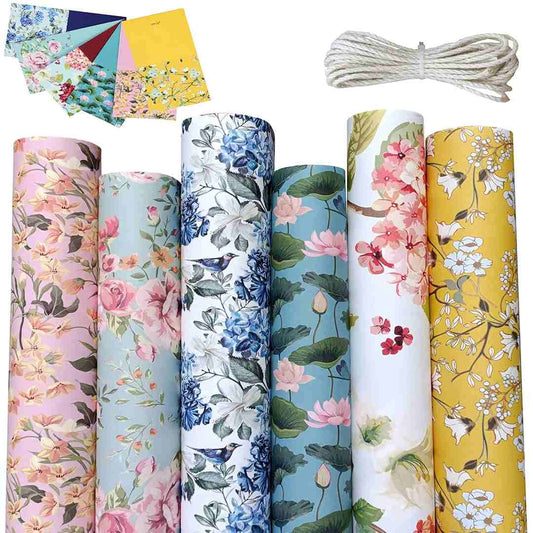 LXINDIA gift wrapper aakar Gift Wrapping Paper Sheet Pack Of 6 (Floral With Tags)