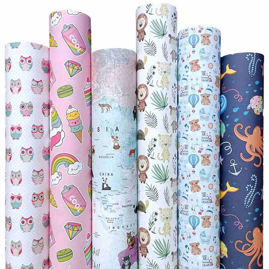 LXINDIA gift wrapper Aakar Gift Wrapping Paper Sheet (Pack of 6) (New Toddlers Pack)