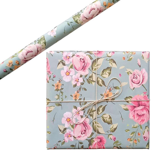 LXINDIA gift wrapper Aakar Pack of 5 Gift Wrapping Paper Sheet (Sage Green Roses)