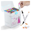 LXINDIA marker ABOUT SPACE 48 Colours Dual Tip White Art Markers with Sturdy Carrying Case Chisel