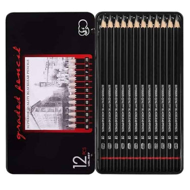 LXINDIA Pencil ABOUT SPACE Artist Pencil Pack of 12(B 2B 3B 4B 5B 6B 7B 8B HB H 2H F)