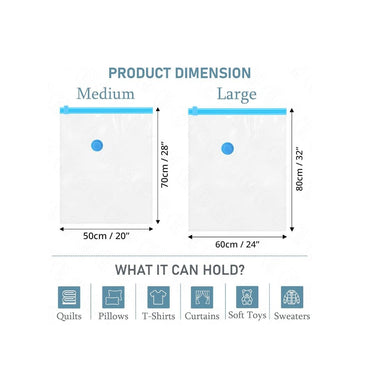 LX INDIA Vacuum Storage Bags 1 Large/2 Medium ABOUT SPACE  Vacuum Bags for Travel with Hand Pump