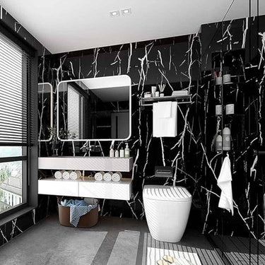 LXINDIA Wallpaper ABTER Marble Wallpaper Granite Waterproof Wallpaper  Pack of 2 (PRIMIUM Black)