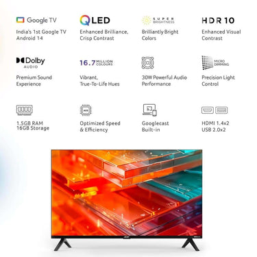 LXINDIA TV Acer 80 cm (32 inches) V Pro Series HD Ready Smart QLED Google TV AR32QDXGU2841AT (Black)