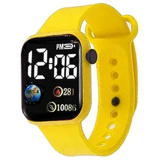 LX INDIA Digital Watch Yellow Acnos 6 Colours Luminous LED Display Fashionable Children Kids Digital Watches