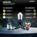 LXINDIA Grinders ACTIVA ABS Super Chef 900 Watts Mixer Grinder With 4 Jars (Black)