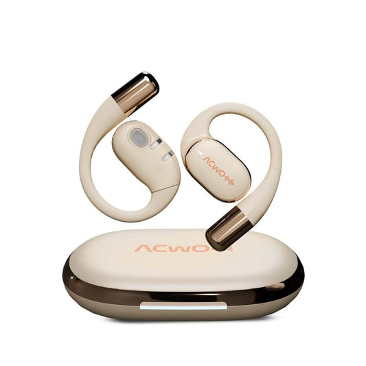 LX INDIA EarBuds ACwO Dwots Sense OWS Wireless Over Ear Earphones (Silver Cream)