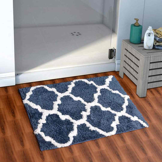 LX INDIA bath mat AEROHAVEN Glorious Microfiber Abstract Moroccan Designer Bathmat (Blue)