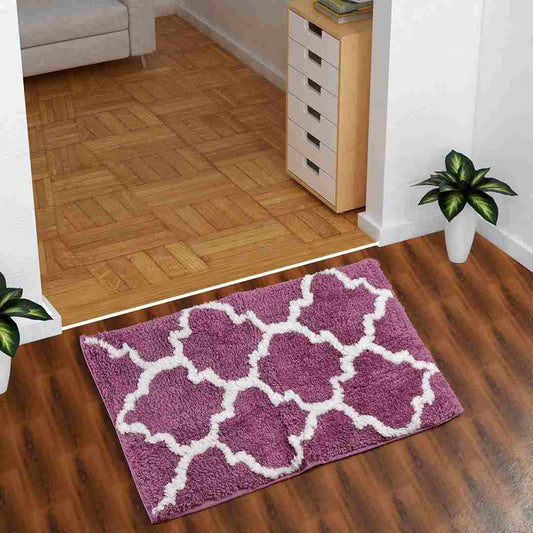 LX INDIA bath mat AEROHAVEN Glorious Microfiber Abstract Moroccan Designer Bathmat (Wine)