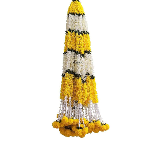 LX INDIA Diwail sale AFARZA; CHOICE GOOD FEEL GOOD Garland Toran for Door Entrance Bandarwal Festival Relegious Handmade Home Decoration Hanging 4 Pieces 5 Feet (White-Yellow)