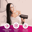 LXINDIA Dryer AGARO HD1214 Hair Dryer with 3 Temperature Settings and Cool Shot Button