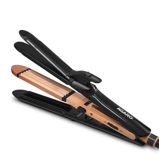 LXINDIA Straightener AGARO HS1719 4 in1 hair Straightener (Black and Rose Gold)