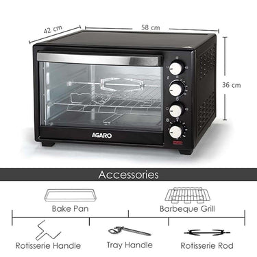 LXINDIA Microwave Ovan AGARO Marvel 48 Liters Oven Toaster Grille (Black 2000 Watts)