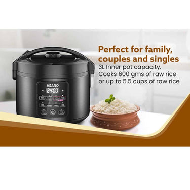 LXINDIA Rice cooker AGARO Regal Electric Rice Cooker 3 Liters Black