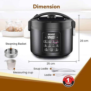 LXINDIA Rice cooker AGARO Regal Electric Rice Cooker 3 Liters Black