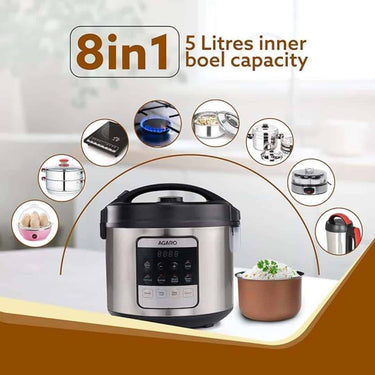 LXINDIA Rice cooker AGARO Royal Electric Rice Cooker 5 Litre Silver