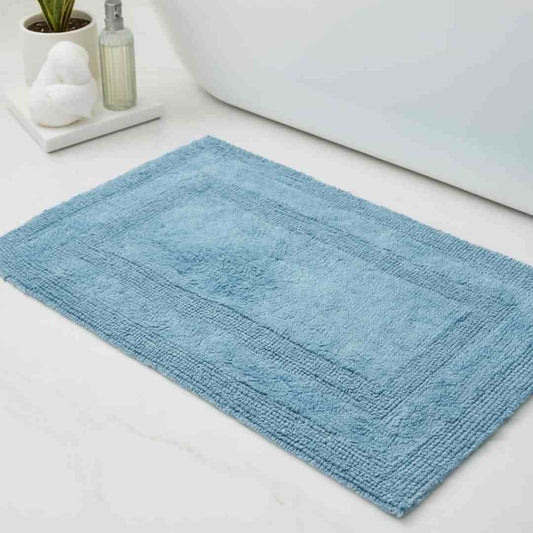 LXINDIA Mats Blue AKIKO HOME 100% Cotton Reversible Tufted Bathmat