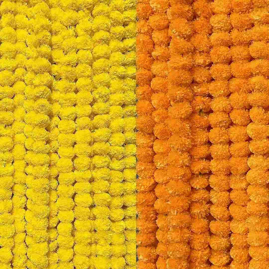 LX INDIA Diwail sale ALOUD CREATIONS 10Pc Handmade Artificial Marigold Flowers | Latkan Toran for Home, Office, Festival, Pooja | Artificial Flower Backdrop for Decoration- 5 Feet Length (60 inch), Yellow and Mango Colour