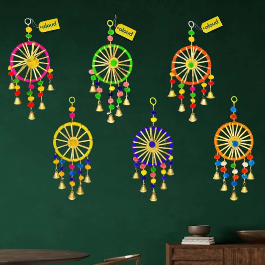 LX INDIA Diwail sale ALOUD CREATIONS 6Pc Handmade Colourful Wall Decor and Door Hangings | Festive Home Decoration | Temple & Pooja Room Decoration | Decorative Hanging Items | 14 Inch Length