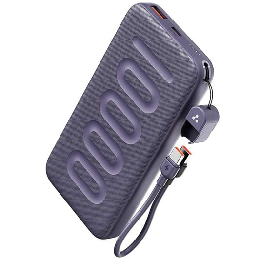 LX INDIA Power Bank Ambrane 10000mAh Slim & Compact Powerbank with in-Build Type C Cable, 22.5W Fast Charging, Stylo N10,Purple