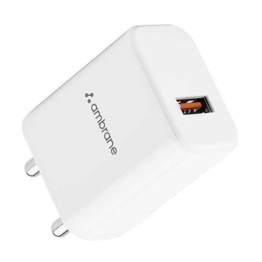 LXINDIA Mobile Charger Ambrane 18W Wall Charger USB Port RAAP M10 (White)