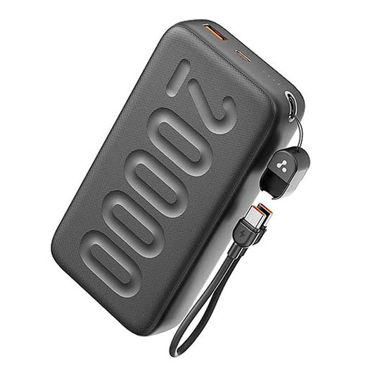 LX INDIA Power Bank Black Ambrane 20000mAh Powerbank with in-Build Type C Cable, 22.5W Fast Charging, Stylo N20